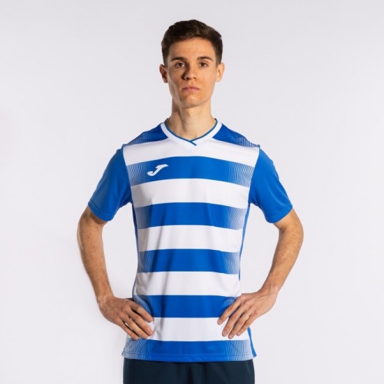 Tricou Europa V, royal-alb