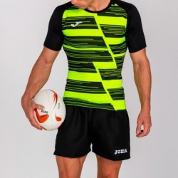 Tricou Rugby Haka, negru/galben fluorescent